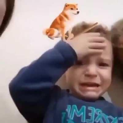 Little boy thinks instagram filter is real.