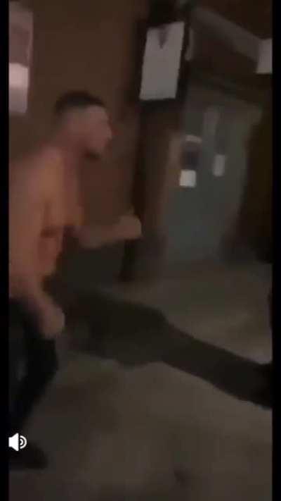 Tough guy gets knocked out cold after someone throws phone at him