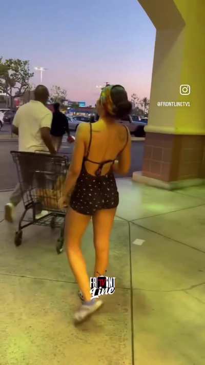 I'm not really sure what's going on either but it appears that she (probably) stole something from the store...