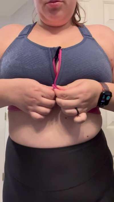 Mommy needs a volunteer to lick her clean after her workout