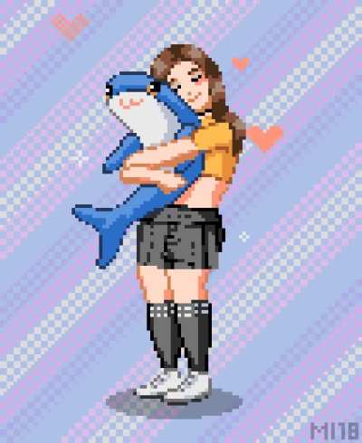 Would you hug a Blahaj that turns you into a girl? Art by me :3