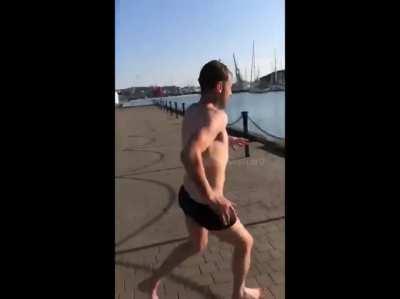 To jump off the dock (while drunk)