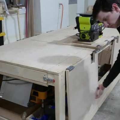 I made a hidden tool storage workbench that hides my bench mounted tools underneath when I don't need them and rotates or flips them up to the top when I do