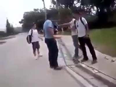 The son was bullied, so the dad came to the rescue