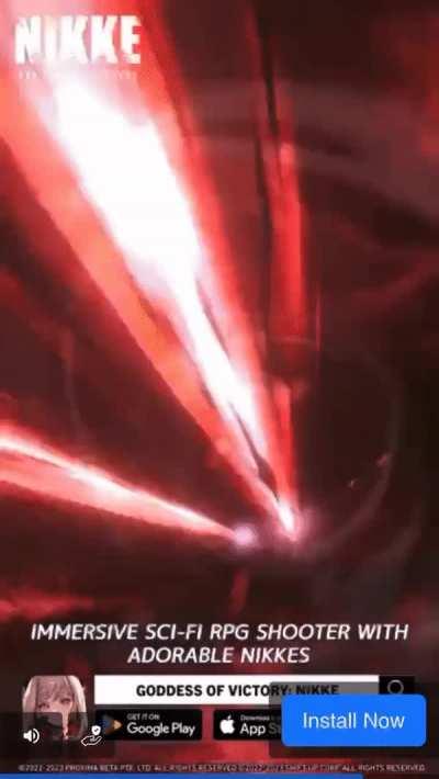 Saw this ad for Nikke which shows Nihilister burst. Am I crazy or are the lasers coming from her breasts???