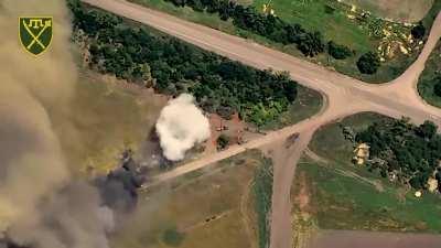 Russian ammo and supply trucks struck in Tavria direction where Russia supposedly lost almost 3 companies worth of soldiers as casualties