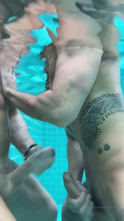 Just two bros enjoying the pool