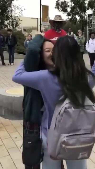 Two cuties give an old Tom a show