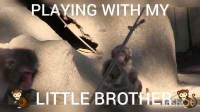 Enjoying with my brother after having banan in lunch OOO OOH