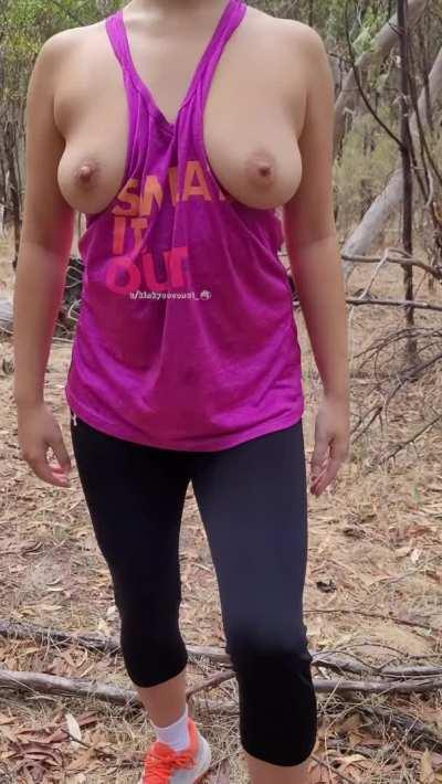Dared to flash my tits outdoors [GIF]