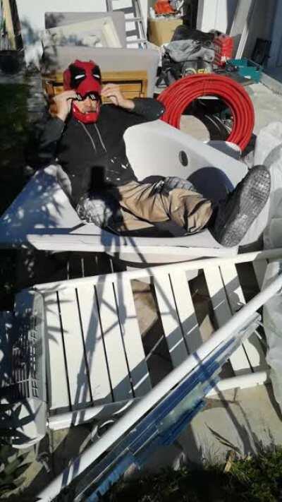 Iron Pool chillin' like a villain