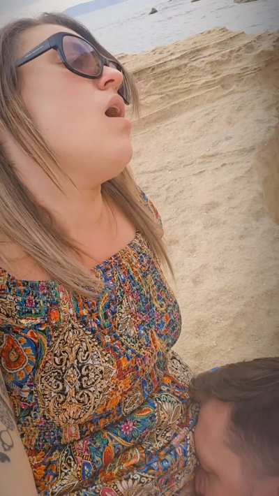 Guy at the beach licked my pussy, then I sucked his huge cock