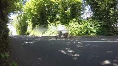 Isle of Man TT Racer hitting a pigeon at top speeds!! Video taken from the recent races