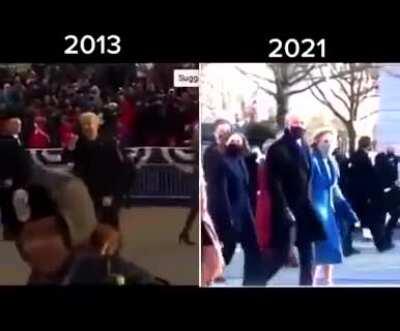 A Journalist congratulating Joe Biden as Vice President in 2013 and as President in 2021 at the same spot!