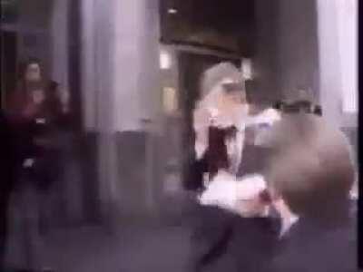 Bill Gates being thrown pie in the face in Belgium