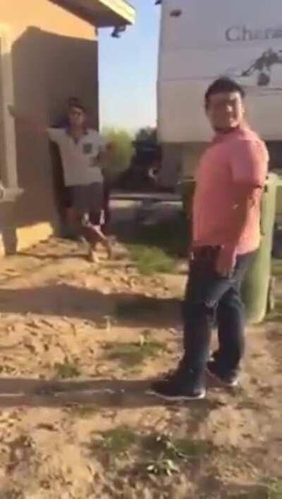 Dude gets slammed and pummeled.