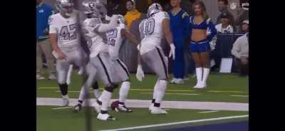 Raiders griddying as they down this punt before baker went full dangerous. Credit barstool sports…but this belongs here.