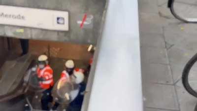 Antivax riots in Brussels throwing fences at police trying to escape.