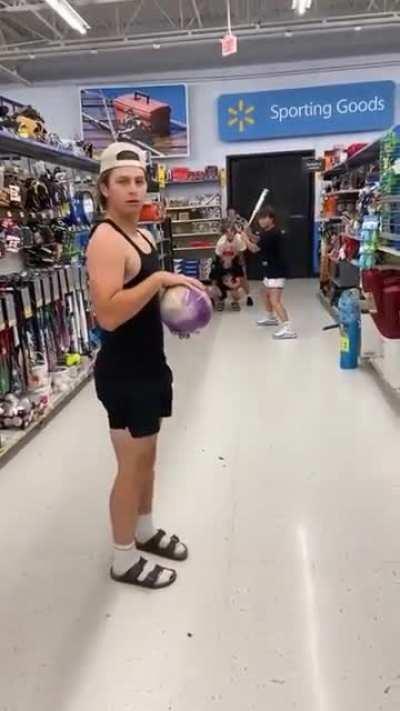 Playing Baseball in Walmart