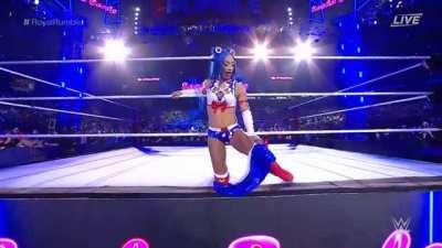 Sasha removing her skirt