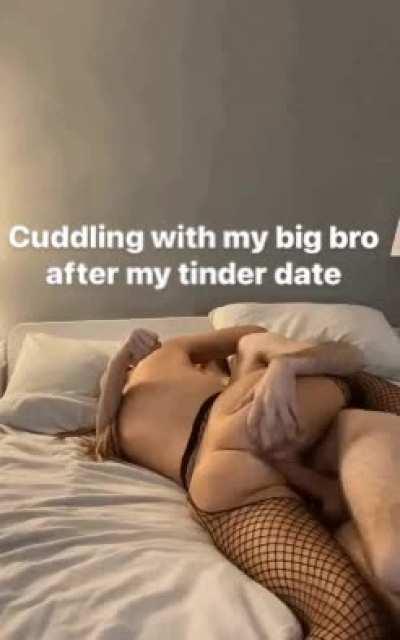 cuddling with sister