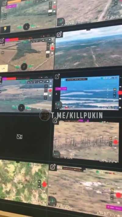 ua pov A rare look at a Ukrainian wall of drone feeds from the frontline