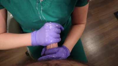 Handjob Cumblast: Nurse Extracts Load Onto Her Scrubs [Sound][OC]