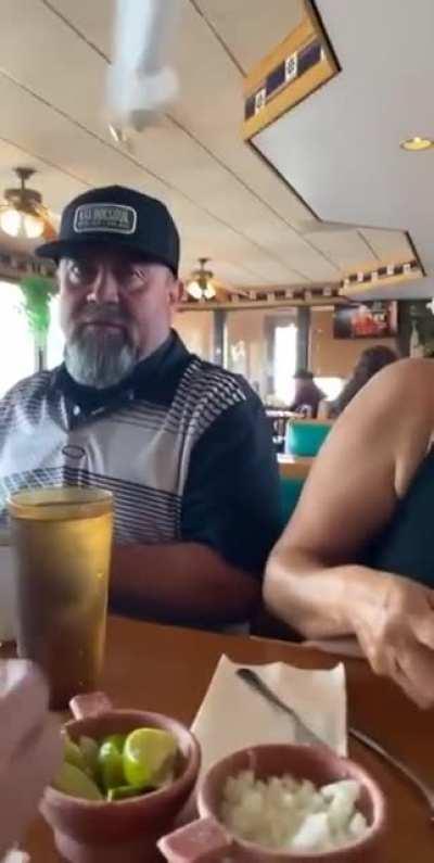 Dad got hit in the nostril by a Straw