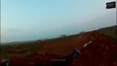 Al-Nusra militants attacking a SAA post (old footage)