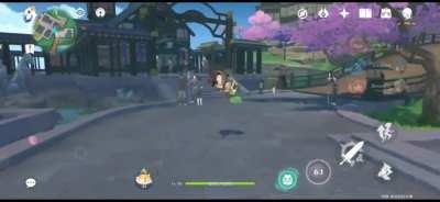 Sayu makes a primogem symbol when rolling