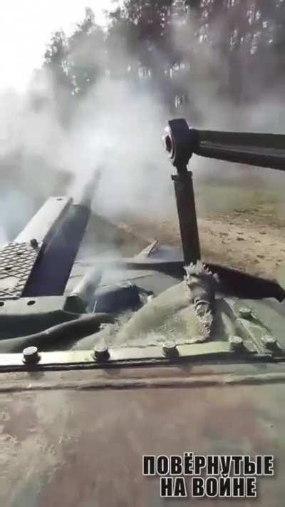 RU POV Kremennaya - from the dense forest there were flashes towards the column of the Airborne Forces on BMDshkah, about 500m away. The Vehicles turn around and lay waste to the forest