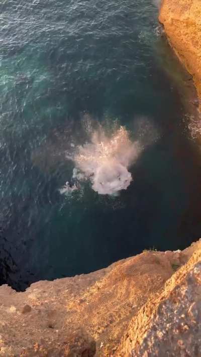 One of the craziest cliff jumps ever 🤯