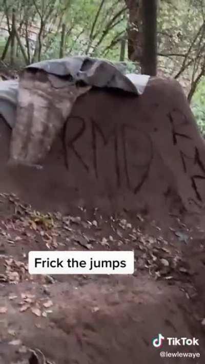 Kids destroy jumps for a TikTok