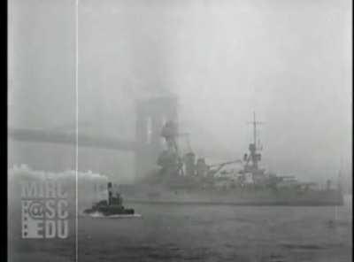 USS Texas (BB-35) departing New York City with the Fleet, on May 19, 1930. Note: at the 45, 1.43 and 4.38 mark, you can hear her whistle.