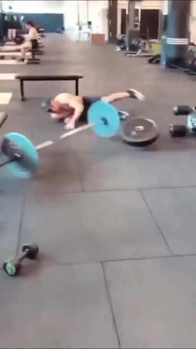 Precarious tower of weights collapses