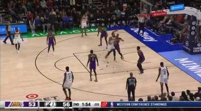 [Highlight] Rudy Gobert takes it at the chest of AD with the spin and finger roll. He's up to 14 points on 6/7 shooting in the first half.