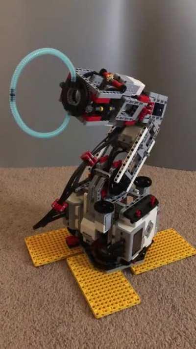 Was inspired by the Kuka 6-axis robot so I tried to build my own version with LEGO. I know this has been done many times already so I tried to improve on size and range of movement.