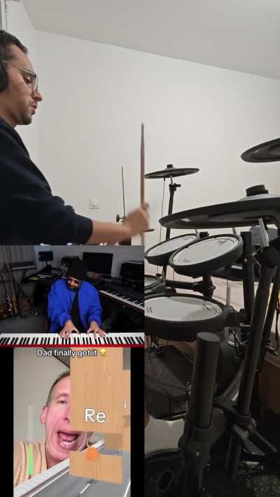 Dad attemps Do Re Mi challenge with drums