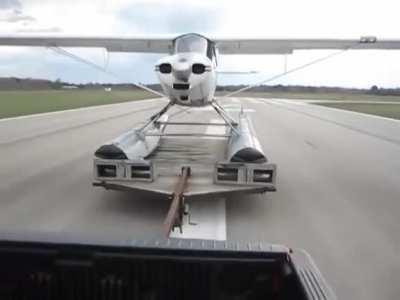 How a seaplane takes off from land