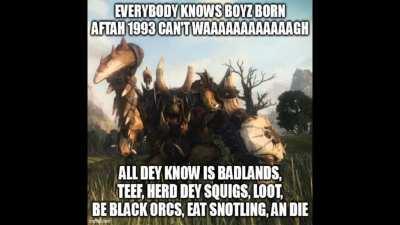 any female born after 1993 can't cook: Warhammer edition