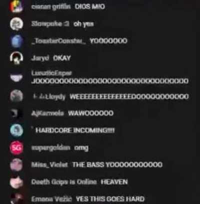 Horrible quality, but the youtube chat when Slvtcrvsher began.