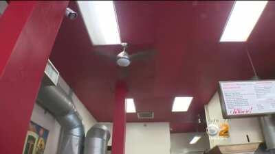 Homeless woman falls 25 feet through the ceiling of a restaurant