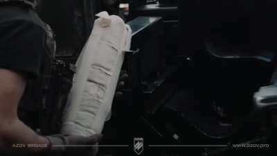 Destruction of the enemy D-30 howitzer by 'Azov' artillery. The brigade's aerial reconnaissance identified the target and adjusted the fire, while the TRF1 team delivered a precise strike.