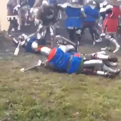 In the heat of Battle, Blue Knight tries to sexually assault the Knight with the frying pan!