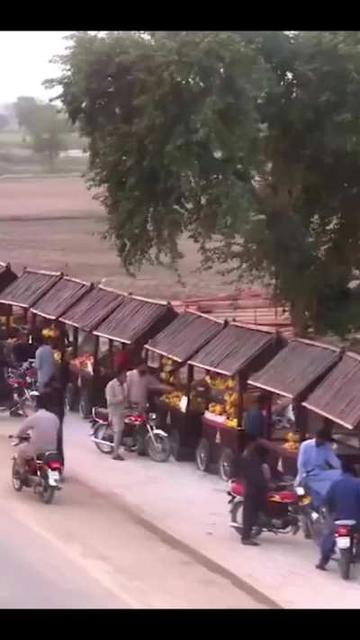 I came to Pakpattan today, I took a 1.5 km ride on the green bus and saw a beautiful change, the city looked cleaner, greener, and more organized than before. Near the canal, I saw a well-organized street vendor market with neat fruit and vegetable carts.