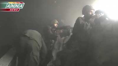 Syrian armored column rolls through Jobar, engaging targets on all sides - 2014