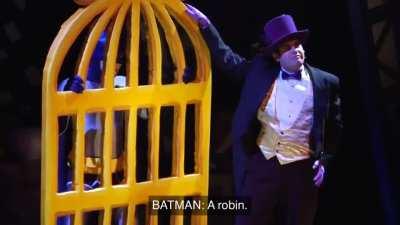 Batman and The Penguin have a confrontation