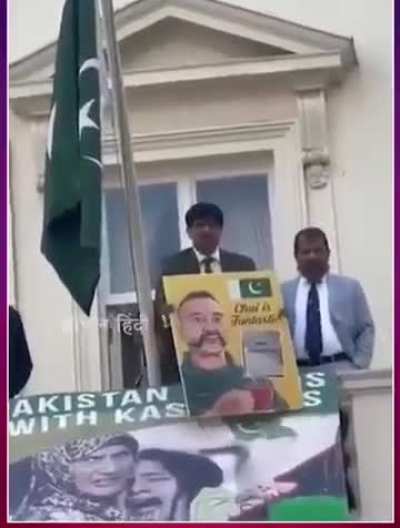 Pakistan High commission official in London gestured to slit protestors throat in public