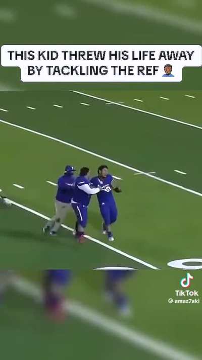 Sore loser tackles referee during football game