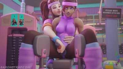Sombra gets a workout in Brigitte s gym (Baronstrap) [Overwatch]